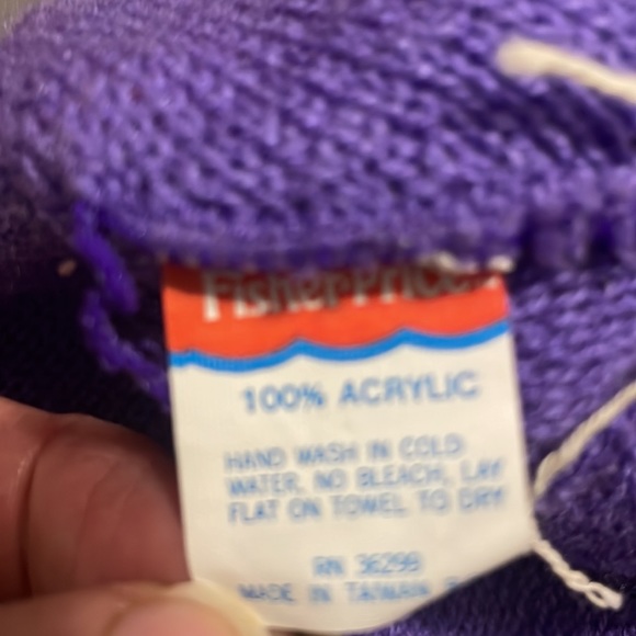 Vintage Fisher-price winter hat pom-pom beanie snowman ice skater pink purple - Picture 9 of 9